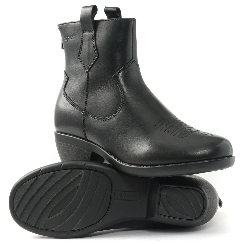 Propet Maisie Leather Ankle Boots Womens Size 8 Black Western Cowboy